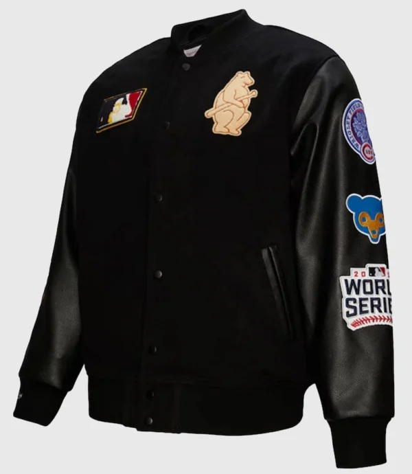 Chicago Cubs Mitchell & Ness Black Blackout Varsity Jacket