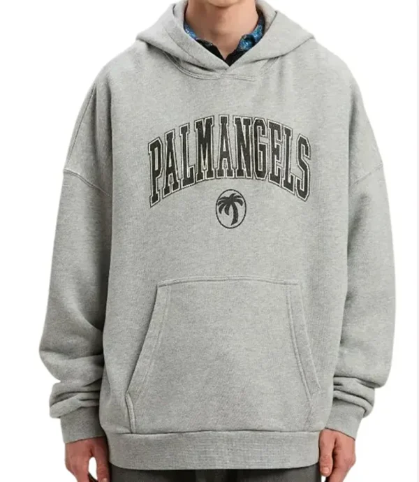 Palm Angels College Logo Grey Hoodie