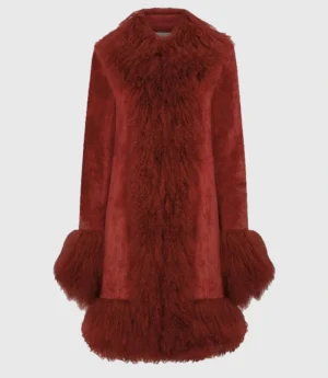 Texans vs Chiefs Taylor Swift Red Charlotte Simone Lulu Faux Fur Suede Coat