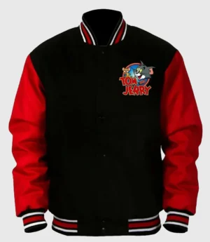 Tom and Jerry Red and Black Wool Letterman Varsity Jacket