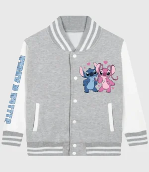 Disney Lilo And Stitch Grey & White Varsity Jacket